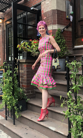 Karen's Quirky Style - Green & Pink Vintage Dress - West Village Style New York