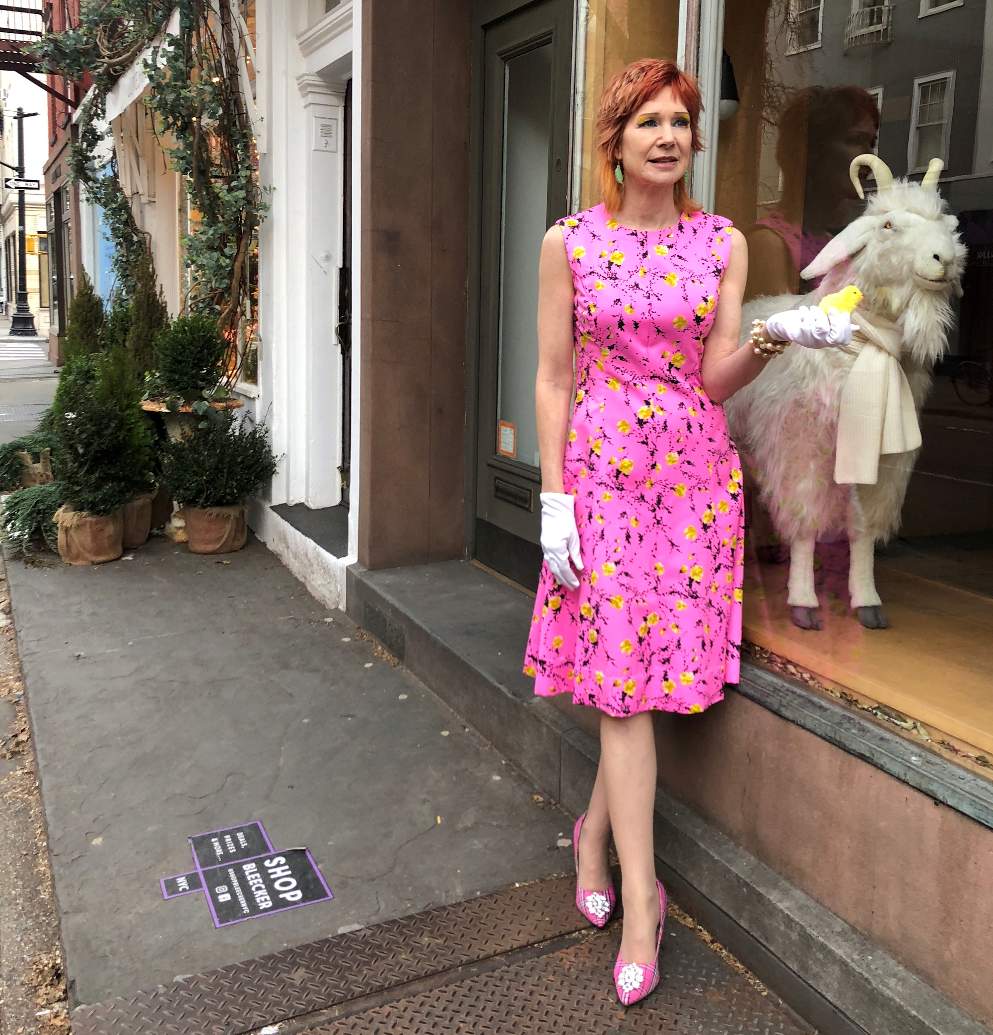 Karen's Quirky Style - West Village model Karen Rempel with her favorite goat