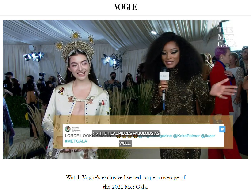 Keke Palmer interviews Lorde on the beige carpet
