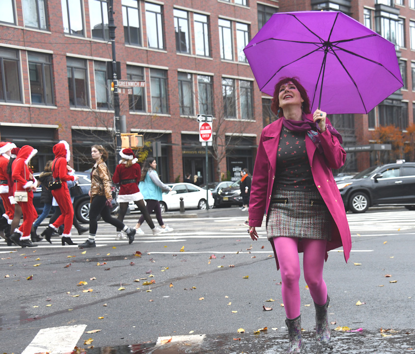 West Village Model Karen Rempel - Karen's Quirky Style - Rain Day Santas
