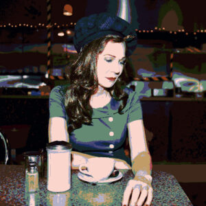 West Village Model Karen Rempel at Hector's Cafe, in the style of Edward Hopper