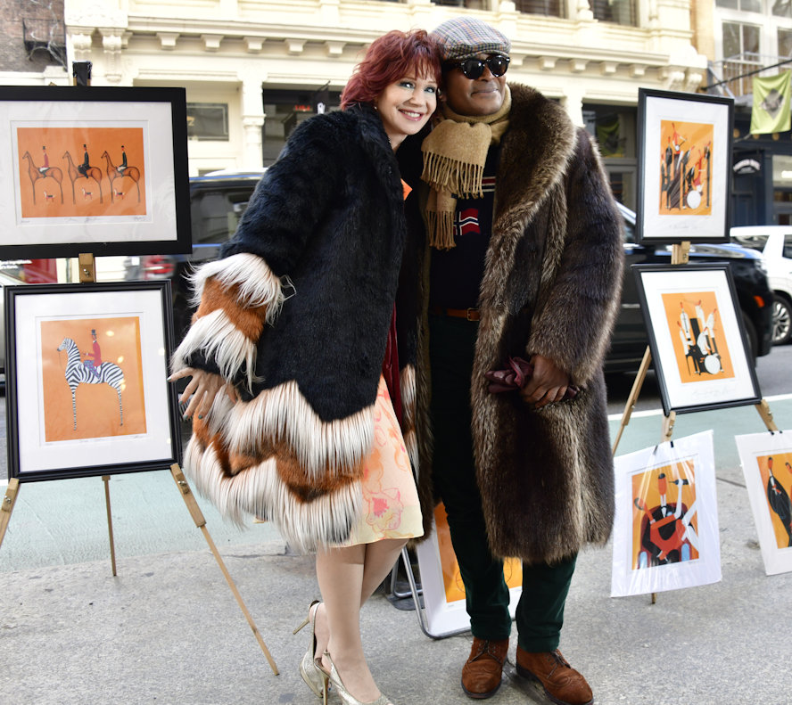 West Village Model Karen Rempel in Soho with artist Johnathan Hallgrey