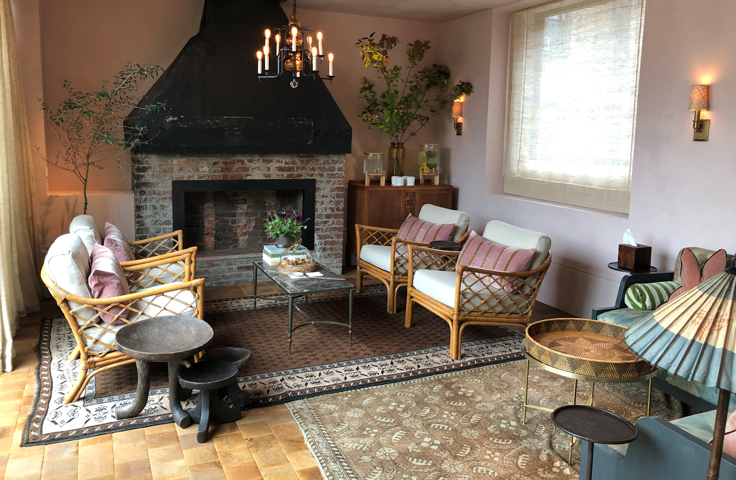 Cozy lounge area at the rooftop spa.