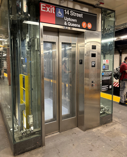 Elevator at West 14th Street and Sixth Avenue Subway Station