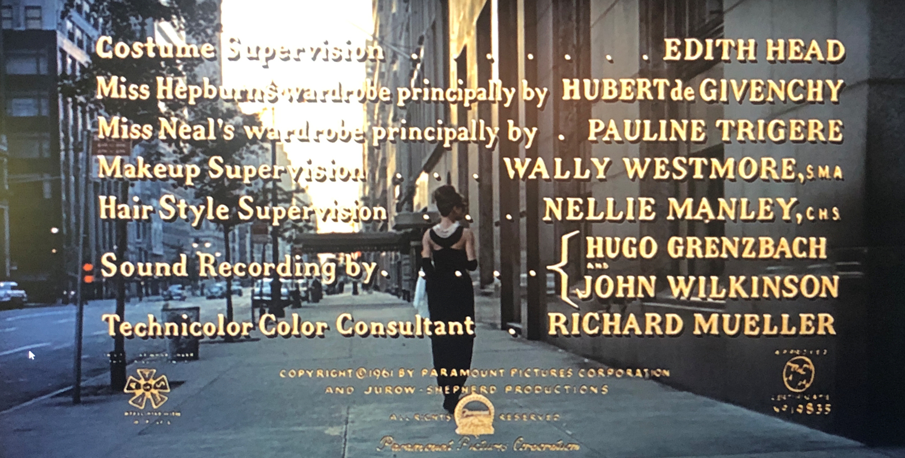 Breakfast at Tiffany's credits