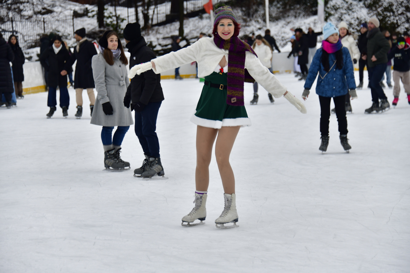 Manhattan model Karen Rempel skating at Wollman Rink in Central Park