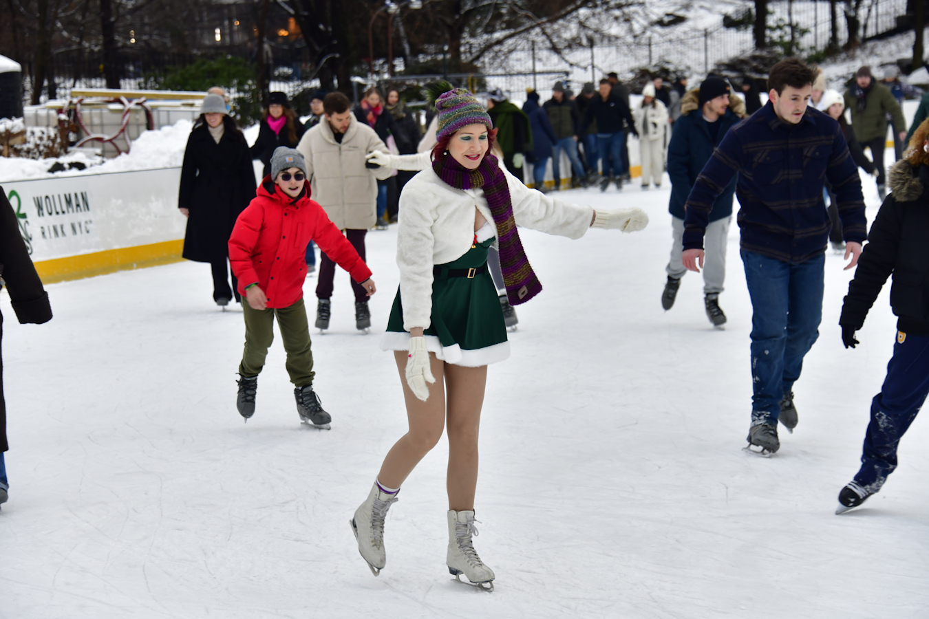 Manhattan model Karen Rempel skating at Wollman Rink in Central Park