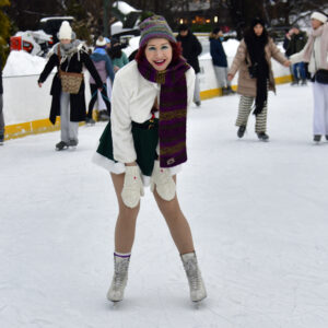 Manhattan model Karen Rempel skating at Wollman Rink in Central Park