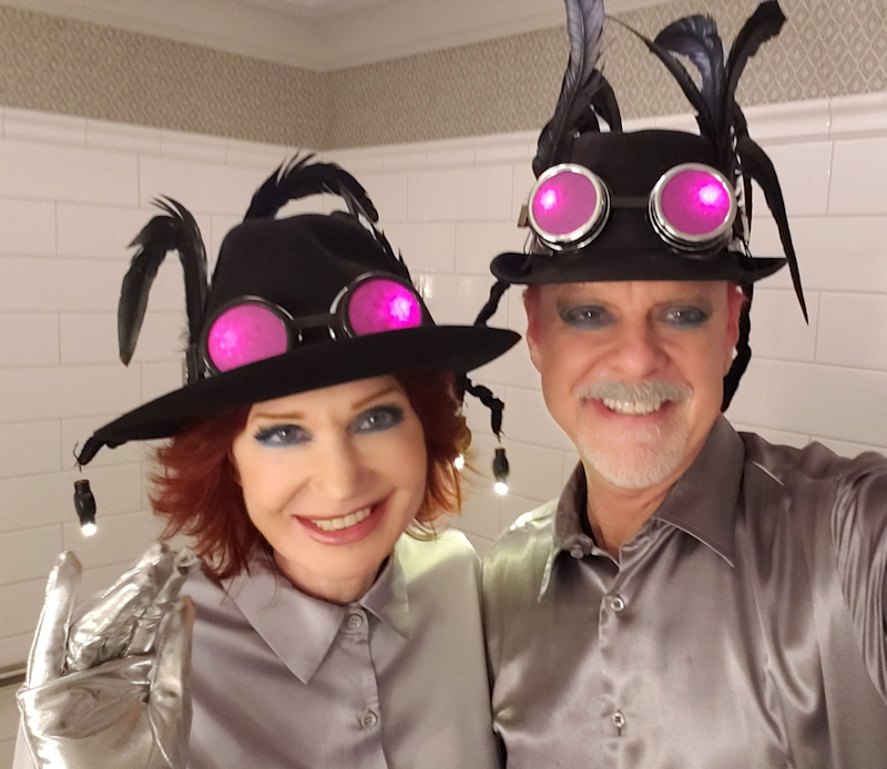 Manhattan model Karen Rempel and dear friend Jeff Reid at National Arts Club Bonnet Bash 2023