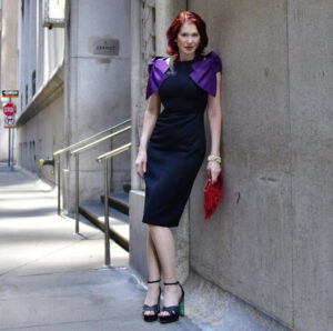 Manhattan Model Karen Rempel at 20 Exchange Place Entrance