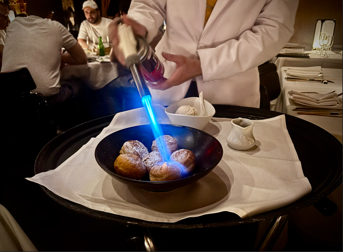 Philippe Chow's beignets being torched