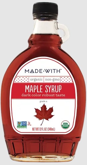 "Made With" brand maple syrup